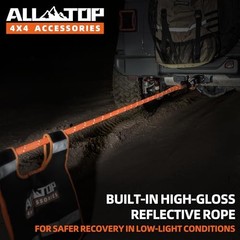 Kinetic Rope Kit (Reflective) w/ 2 Soft Shackles, 48000Lbs, 1in x 30ft, Heavy