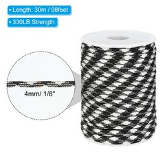Paracord Rope 330lb,7 Strands Lanyard Spool Cord,Black and White Checkered