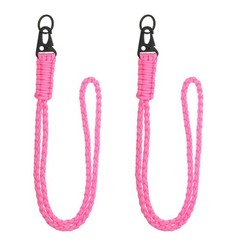Paracord Lanyard, 550 Heavy Duty Keychain Necklace Lanyard (2 Pack, Pink)