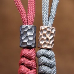 Brass Hammer Texture Pattern Cylinder EDC Knife Beads Paracord Lanyard Pendants