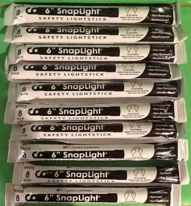 Lot of 12 Cyalume White 8 Hr Lightstick Emergency Prepper BUG OUT BAG EXP 2024