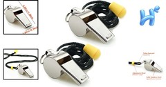2 Pack Stainless Steel Whistles with Lanyard – Loud 120dB for Coaches & Referees