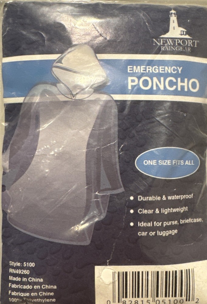Weather Station Emergency Poncho Clear Lightweight One Size fits all