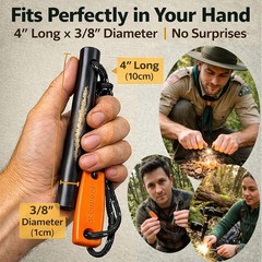 Camping Flint And Steel Fire Starter 0.4x4in 10x100mm Ferro Rod Hss Striker Pa