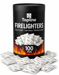 Topline 100 Fire Starters for Fireplace, Wood Stove, Charcoal BBQ & Campfire …