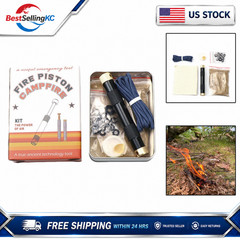 Black Metal Fire Piston Fire Starter Kit Camping Survival Fire Tool Set