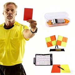 Soccer Referee Kit – Complete 2 Pcs Referee Flag Set with Checkered Flag, Red…
