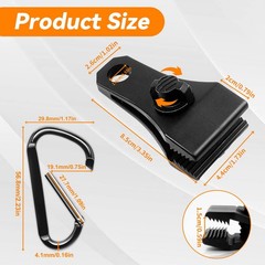 Upgrade 2.23 x 1.17 x 0.16 inches, Large 24 Tarp Clips With Carabiner-black