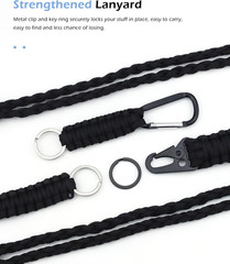 2 Set Heavy Duty Paracord Lanyard and Braided Keychain for ID Card Badge Holder,