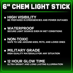 Partysticks Emergency Glow Sticks – 12 Ultra Bright Individually Wrapped Militar