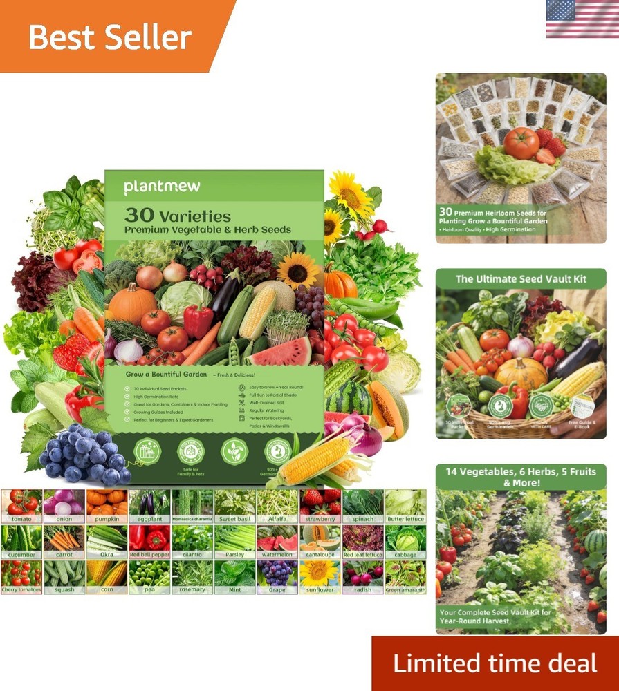 Seed Vault】 Heirloom Vegetable Seeds Planting Kit – 15,000+ Non-GMO Seeds for…