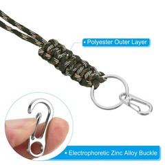 2Pcs 11″ Paracord KeyChain with Clasps Adjustable Braided Lanyard Camo Green