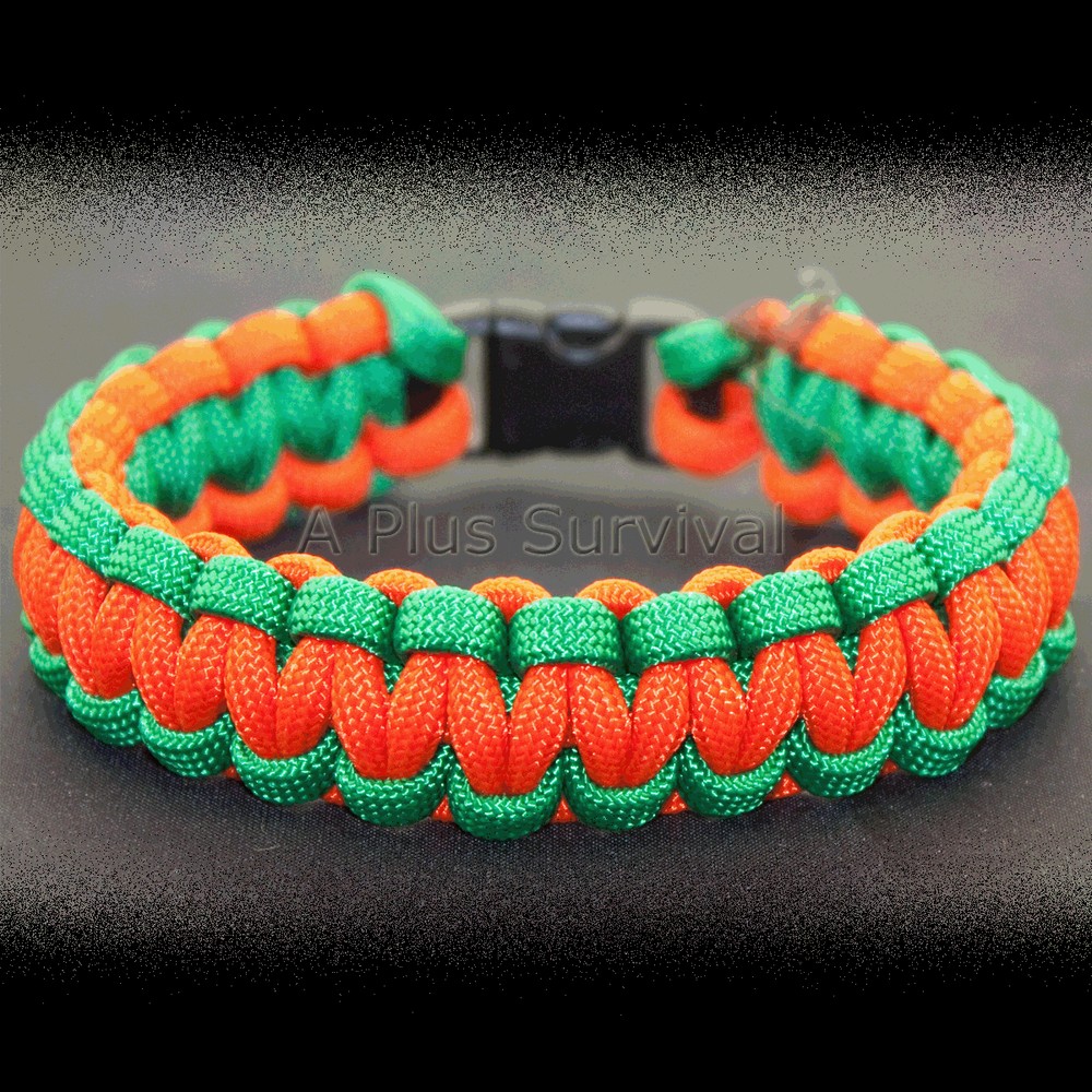 Kelly Green & Neon Orange Paracord Rope Survival Bracelet – Made in the USA
