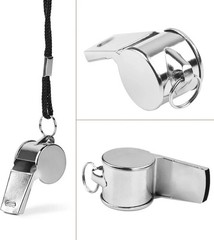 24 PCS Stainless Steel Sports Whistles w/Lanyards Loud Coach Referee Bulk Silver