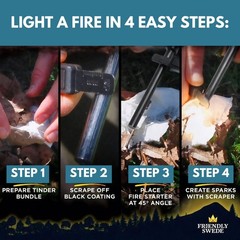 Magnesium Fire Starter Kit 3-Pack – Flint and Steel Fire Starter Survival Too…
