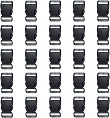 3/4 Inch, 25 Pack Black Plastic Side Release Buckle for Paracord Bracelets (3/4″