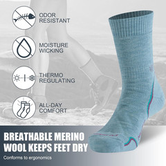 Merino Wool Hiking Socks for Men Women Full Cushion Moisture Wicking All-Season