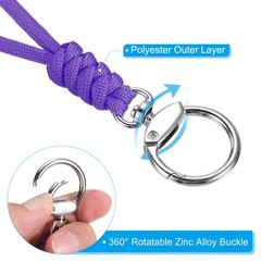 2pcs 9″ Paracord Lanyard with Clasp Wrist Cord Badge Holder Strap, Purple