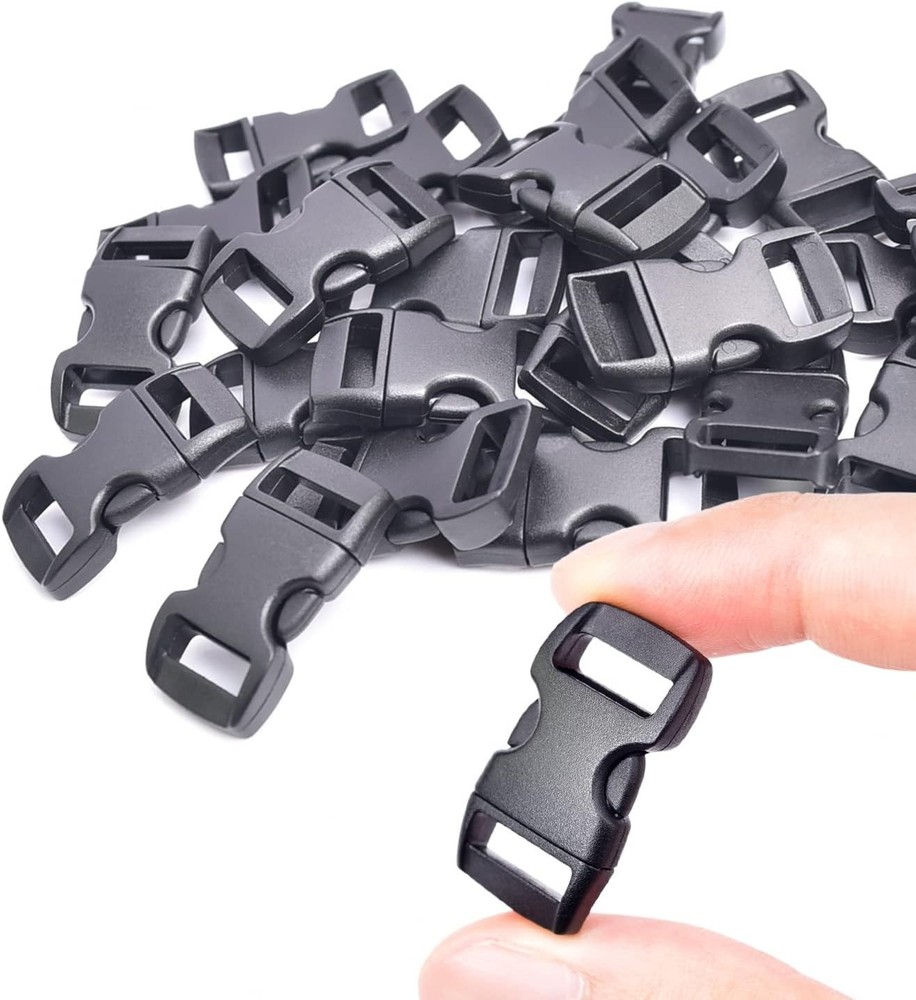 100 Pack 3/8 Inch Curved Contoured Paracord Bracelet Clips Plastic Quick Side