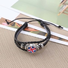 1PC National Flag Bracelet UK Bracelets Jewellery Weaving Leather Bracelet