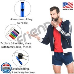 Frienda 35 Pieces Emergency Whistle with Keychain, Aluminum Emergency Survival W