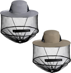 2 Pack Mosquito Head Net Hat Sun Hat Garden Bug Hat with Hidden Net Mesh for Out