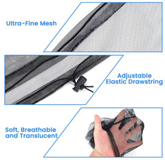 2 Pack Mosquito Head Nets with Drawstring Universal Fit for Hats Bug Net