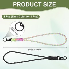 Paracord Lanyard, 2Pcs & Light Multicolor/Black Fit for (Keys Whistle)