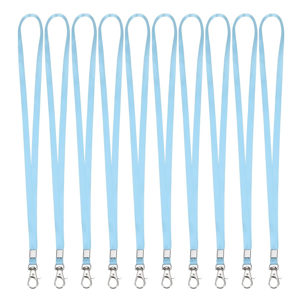 10Pcs 16.9″ Polyester Flat Lanyard with Lobster Clasp for Office, Sky Blue