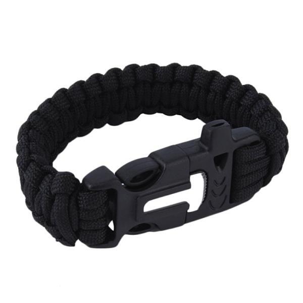 Paracord Bracelet with Fire Starter | Black Outdoor Survival Outdoor Camping