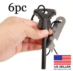 6pc Fire Starter Flint Steel Striker Survival Kit Ultimate Camping Outdoor Tool