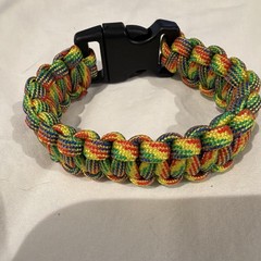 Multicolor Paracord Bracelet Adjustable 8in 550lb 7-Strand w/ Black Buckle