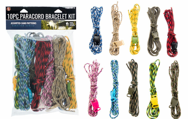 SE 10pc Paracord Bracelet Kit (Assorted Camo Colors)