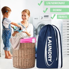 Sylfairy 2 Pack XL Laundry Bag with Strap,Heavy X-Large, Rose red+Navy blue