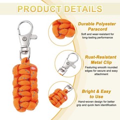 Reflective Paracord Zipper Pull, 80 mm Length for Backpacks (8 Pack, Orange)