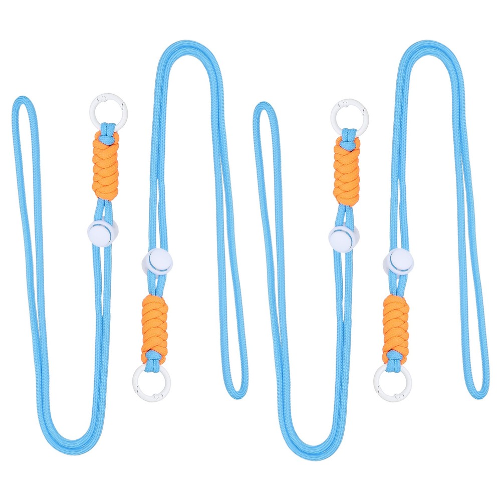 4 Pcs Paracord Lanyard Necklace, Lanyard with Split Ring, Blue & White & Orange