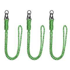 Paracord Lanyard, 550 Heavy Duty Keychain Necklace Lanyard (3 Pack, Grass Green)