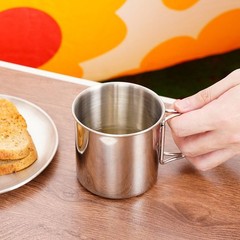 Stainless Steel Folding Handle Cup Portable Carabiner Cup Outdoor Supplies