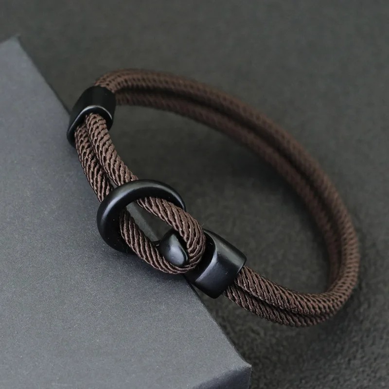 Men Double Layer Rope Bracelet Paracord Nautical Survival Wristband Gift For Him