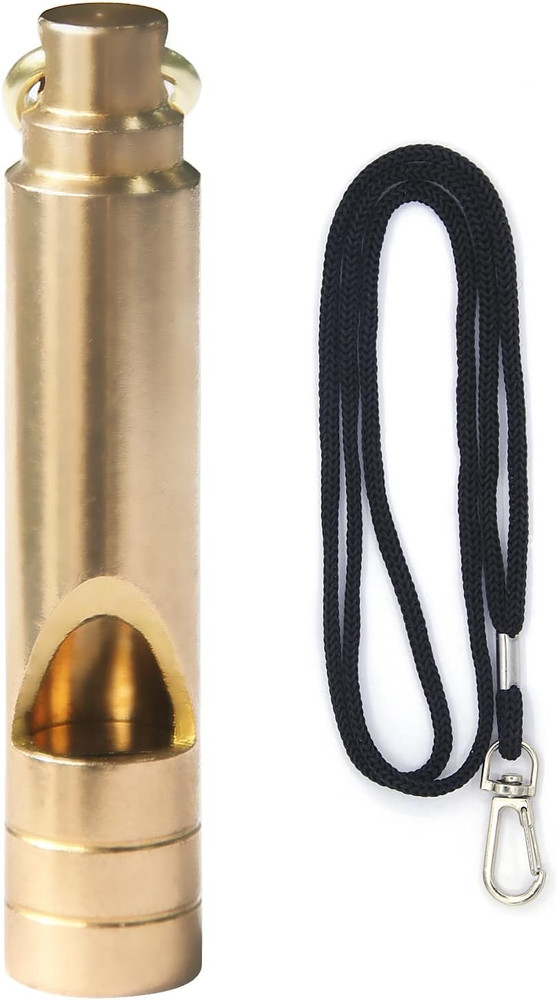 Brass Survival Whistle 125 Db Loud Emergency Whistle with Lanyard for Hiking C