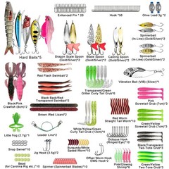 193PCS Fishing Lures Kit with Tackle Box, Freshwater 8″ L x 3″ W x H