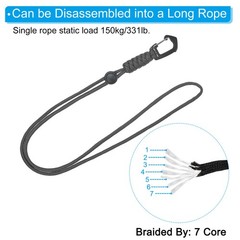 Badge Lanyard 18.8 Inch, Necklace Keychain Cord Metal Clasp Hook, Grey