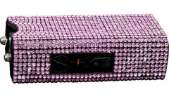 PINK RHINESTONE MINI 3″ RECHARGE Stun Gun WOMEN Self Defense SAFETY LED Light