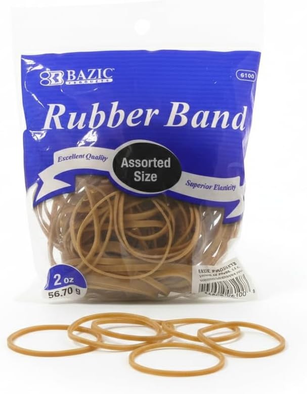 BAZIC Rubber Bands, Assorted Size 2 Oz./ 56.70 g, Made in USA Elastic Stretchabl