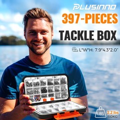 PLUSINNO 264/397pcs 7.9 x 4.3 x 2 inches, 397pcs Fishing Accessories Kit