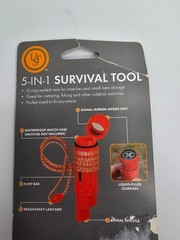 Survival Tool 5-In-1 Whistle Compass Flint Bar Signal Mirror Waterproof Case