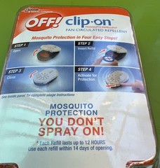 OFF OFF! CLIP ON CLIP-ON FAN MOSQUITO REPELLENT REPELLER PROTECTION REFILLABLE