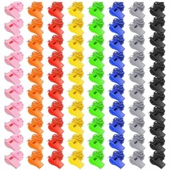 80Pcs Plastic Whistle & Lanyard, 120dB Loud Referee Whistles Bulk | 8 Color