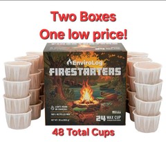TWO Firestarter Cups 24 Count For Bonfires Fire Pits Bbq Charcoal Grills Smokers