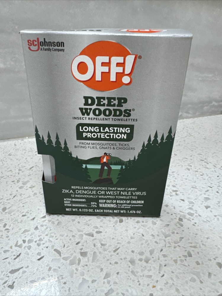 Off Deep Woods Insect Repellent Towelettes -12 In Box-New Unopened